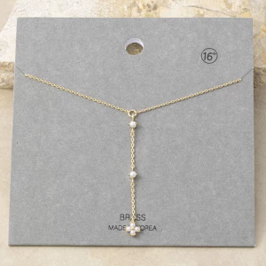 Dainty Pearl Flower Cluster Y Necklace