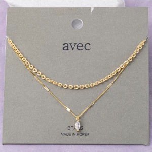 Two Layer Marquise Cz Drop Chain Necklace