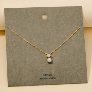 Opal And Pearl Pendant Dainty Chain Necklace