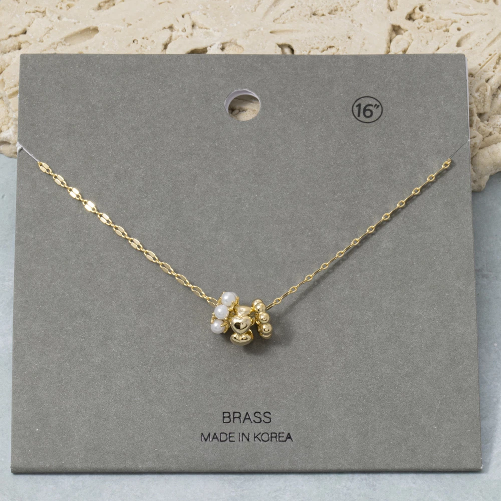 Pearl Bead Cluster Pendant Necklace