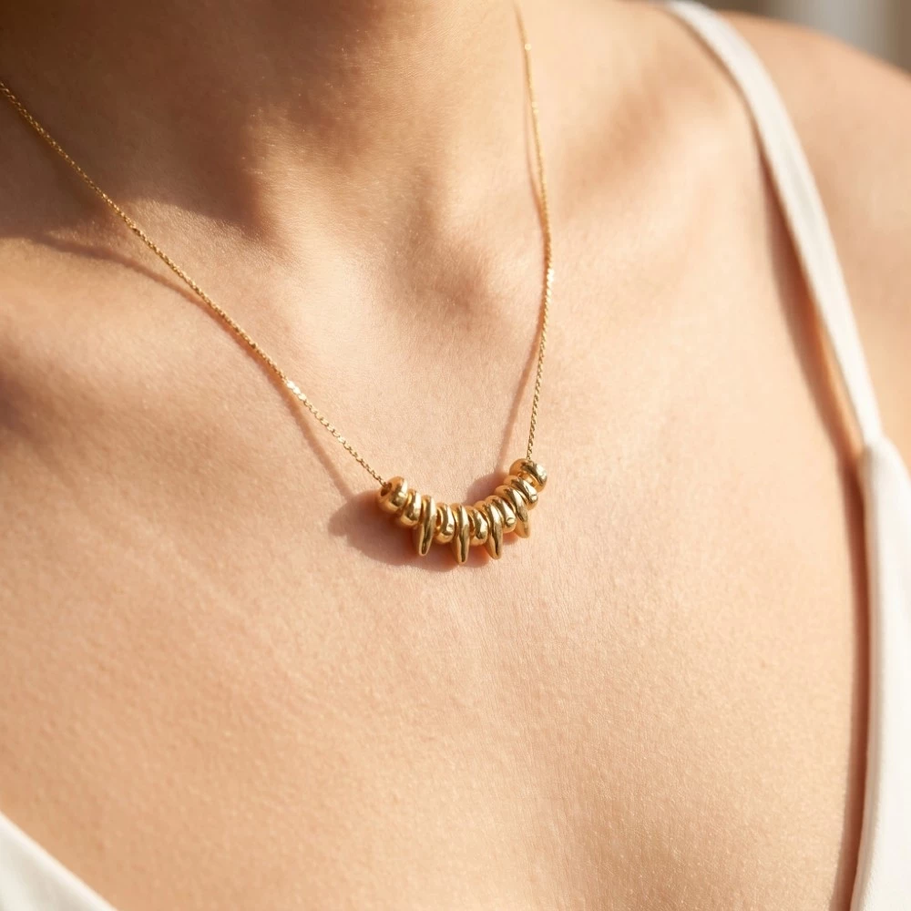 Metallic Stone Charms Necklace