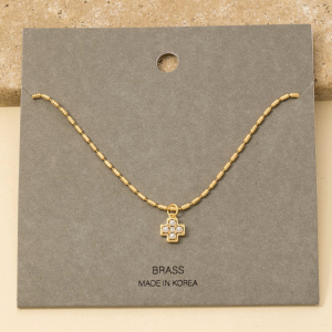 Mini Cross Pearl Pendant Necklace