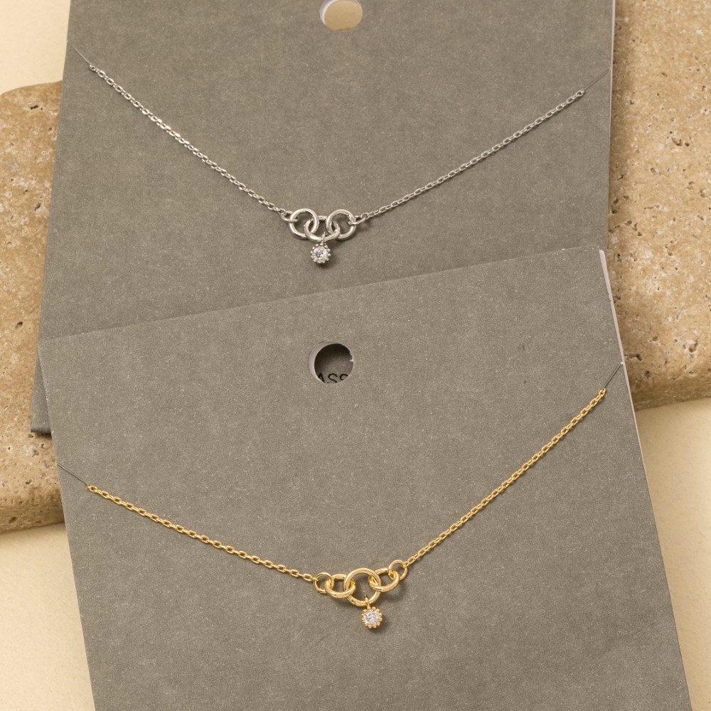 Mini Triple Ring Linked Charm Necklace