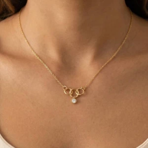 Mini Triple Ring Linked Charm Necklace