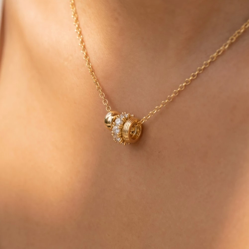 Mixed Ring Charms Dainty Chain Necklace