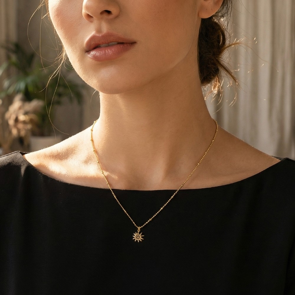 Spiral Sun Pendant Necklace