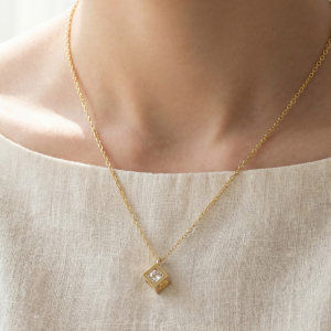 Gold Open Diamond Cz Pendant Necklace