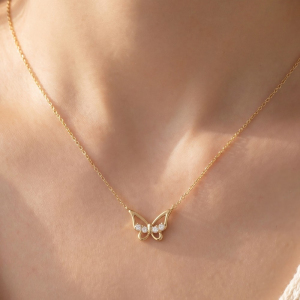 Open Butterfly Cz Pendant Necklace