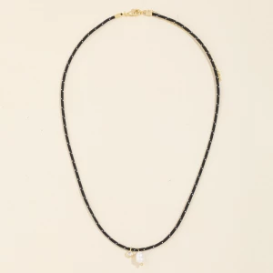 Cord Necklace With Bezel Cz And Pearl Drops