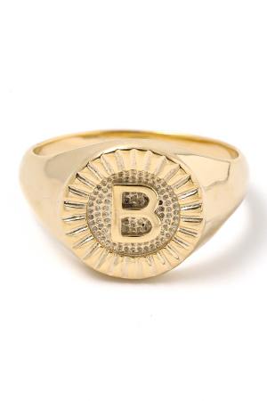 Round Initial Signet Ring