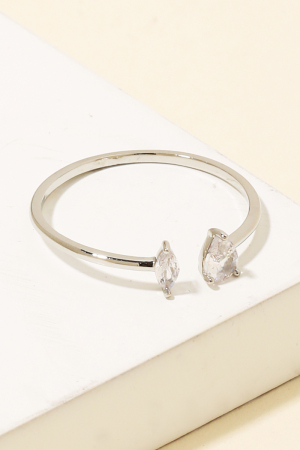 Double Rhinestone Open Band Ring