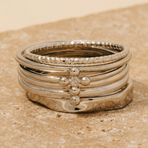 5Pc Cubic Zirconia Cross Station Band Rings Set