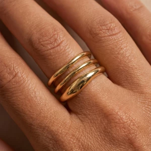Bold Triple Row Cutout Dome Ring