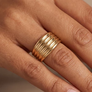 Wide Ribbed Multi Row Dome Ring