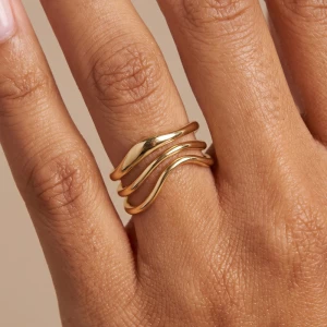 Sculptural Triple Wave Wrap Ring