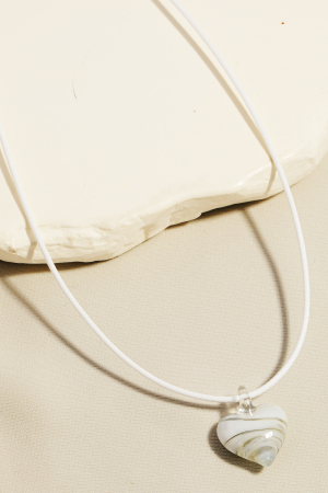 Glass Heart Pendant Thread Necklace