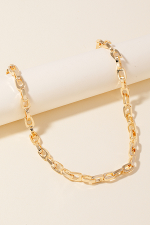 Thick Metallic Oval Classic Chain Necklace