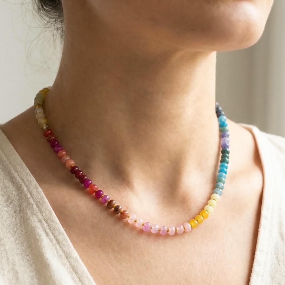 Gradient Stone Beaded Necklace