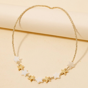 Mixed Starfish Station Charms Beaded Necklace