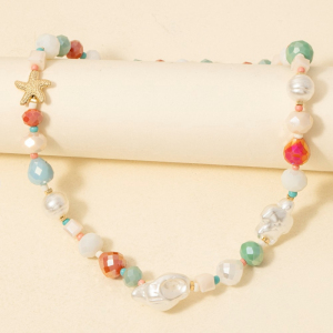 Pearl And Starfish Mixed Beaded Necklace