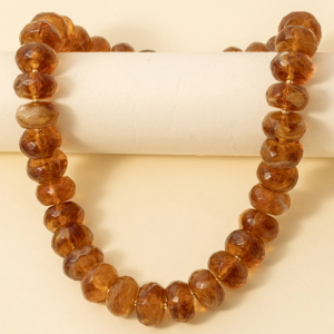 Large Faceted Marble Resin Beaded Necklace