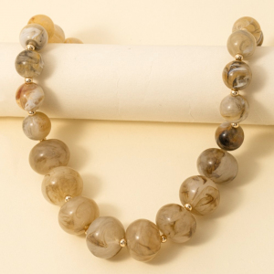 Large Marble Resin Beaded Necklace