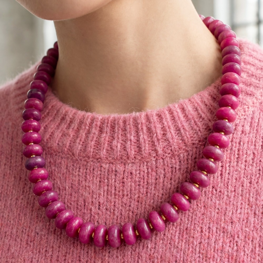 Marble Resin Disc Beaded Necklace