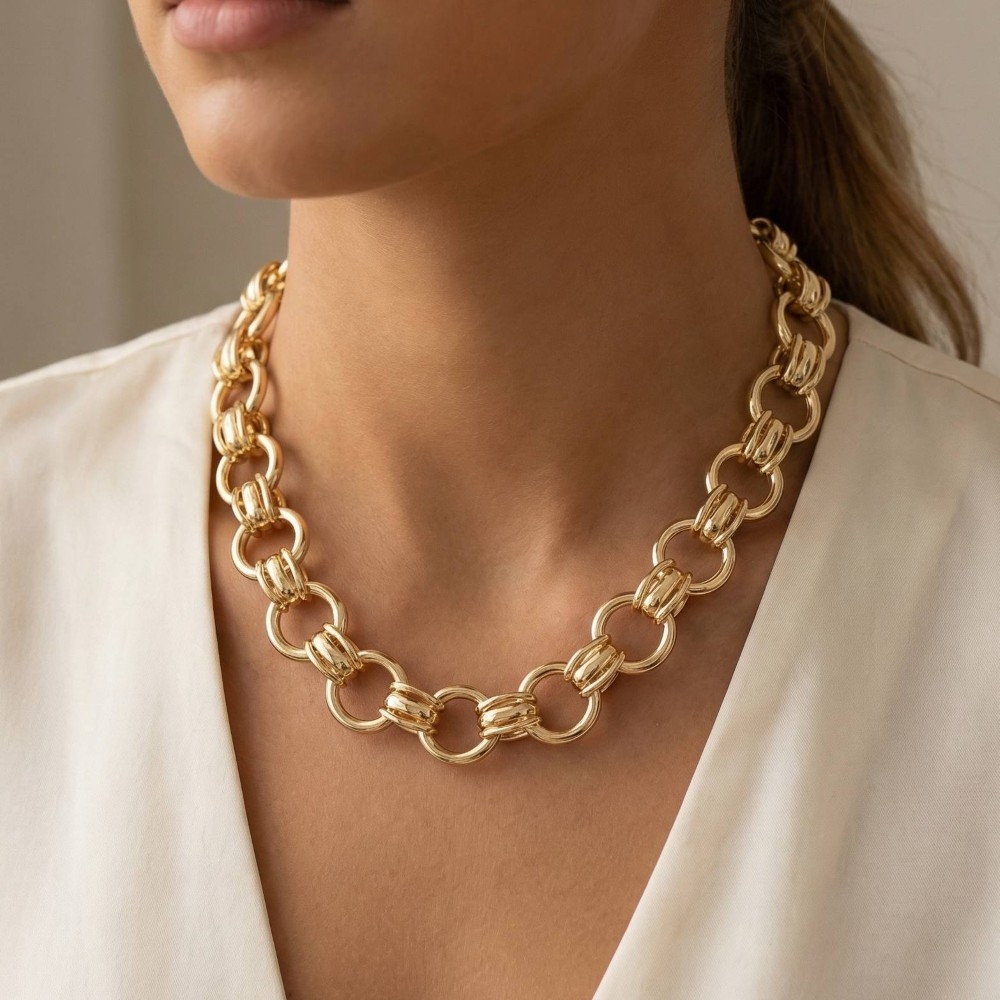 Circle Multi Link Statement Chain Necklace