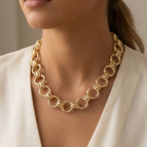 Circle Multi Link Statement Chain Necklace