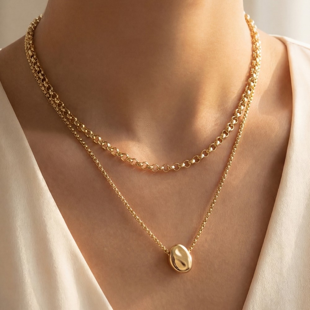 Double Layer Gold Coin Pendant Necklace