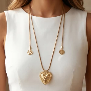 Suede Cord Heart Pendant Wrap Necklace