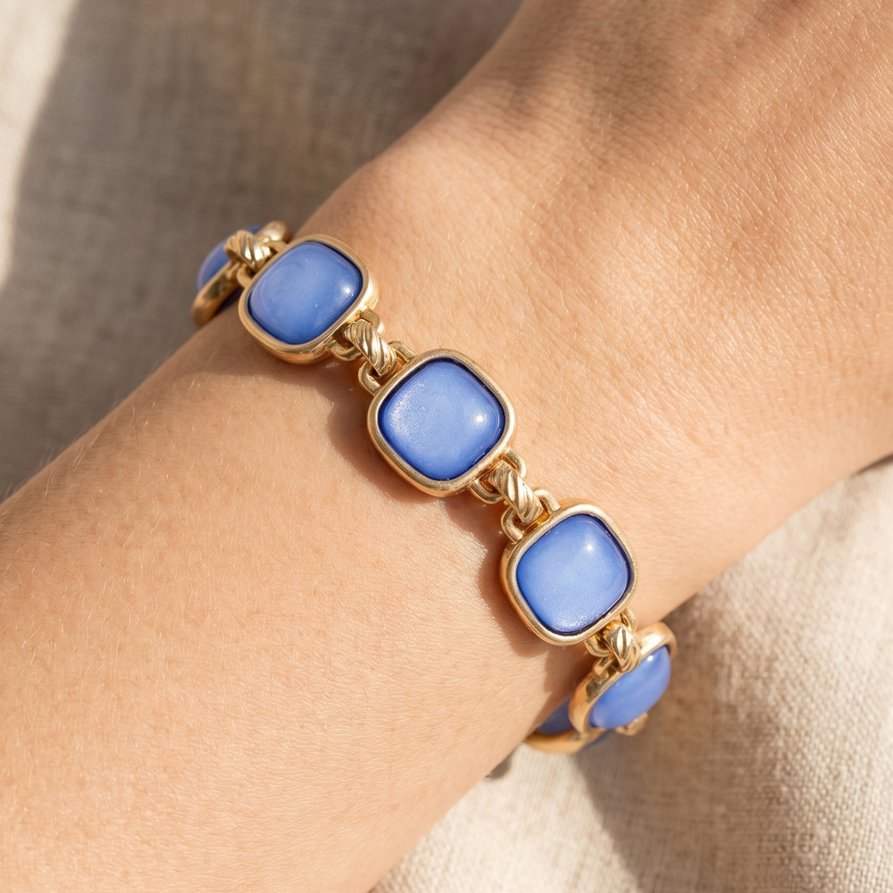 Cushion Stone Bezel Link Toggle Bracelet