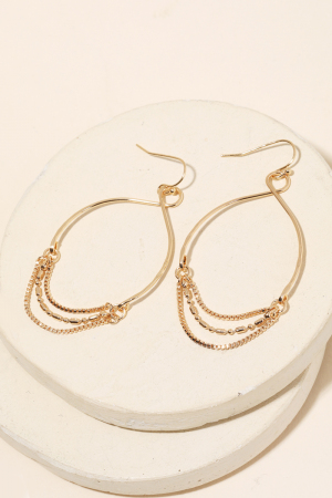 Circle Wire Chain Drop Earrings