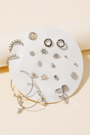 Assorted Mini Star Disc Earrings Set
