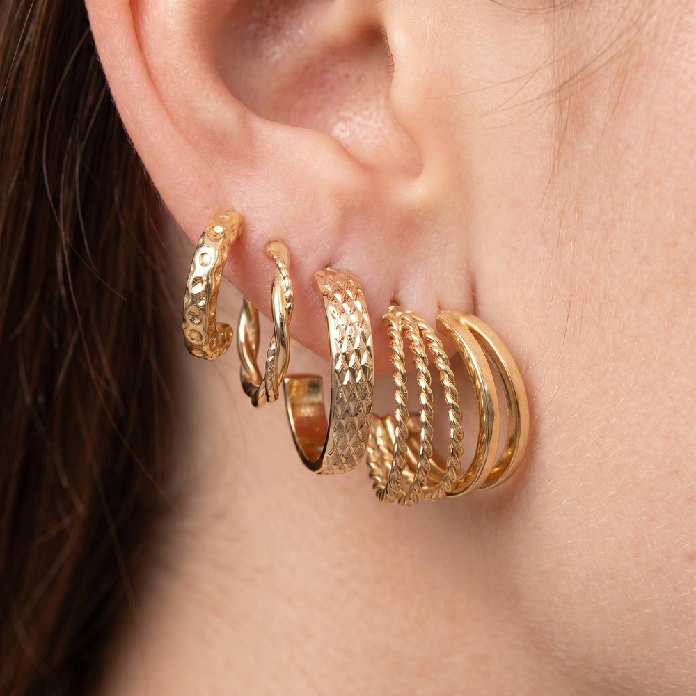 Mixed Texture Assorted Hoop Earring Set