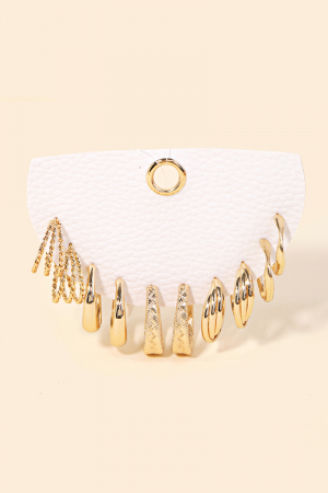 Five Pair Assorted Hoop Earrings Set