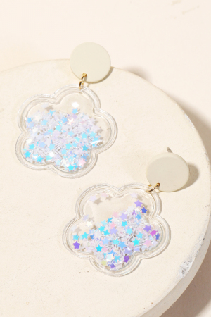 Floral Glitter Drop Earrings