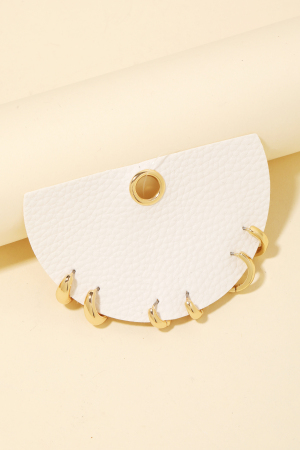 Mixed Metallic Hinge Hoop Earrings Set
