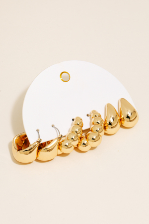 Metallic Assorted Hoop Earrings Set