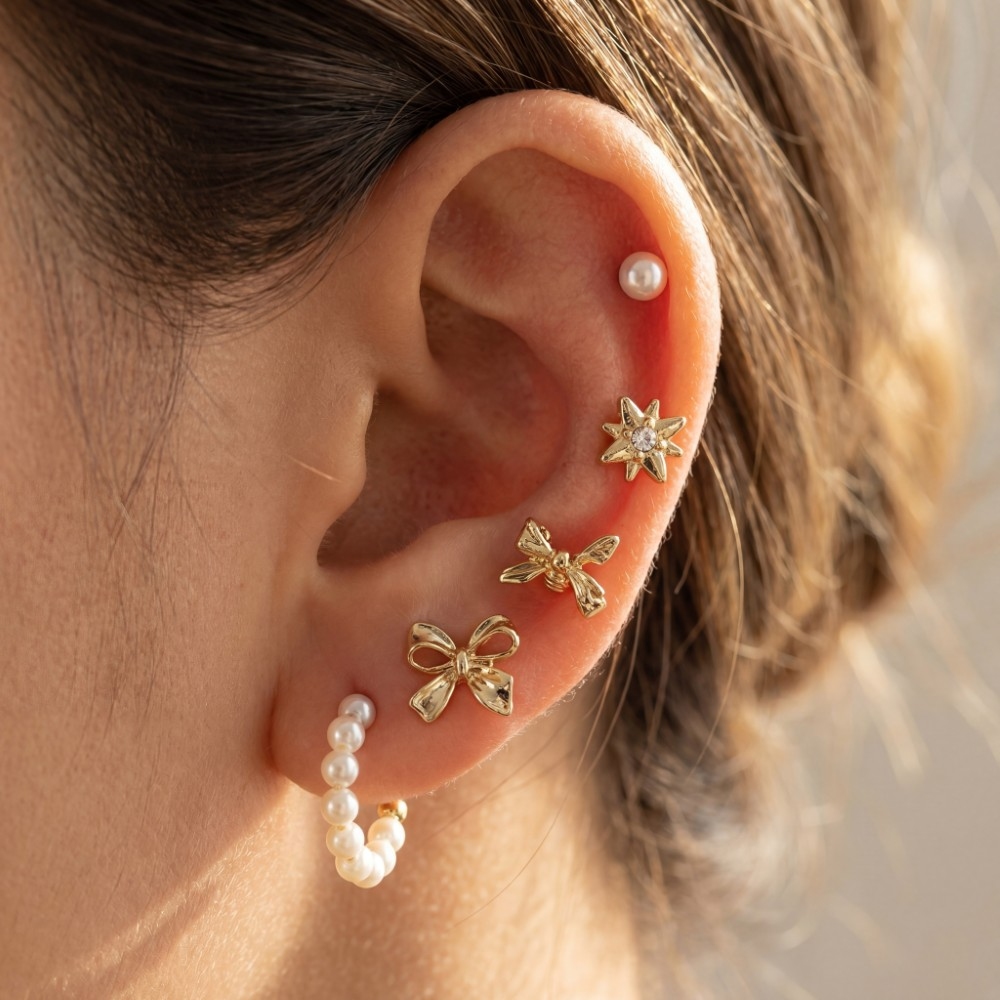 Mixed Stud And Hoop Earrings Set