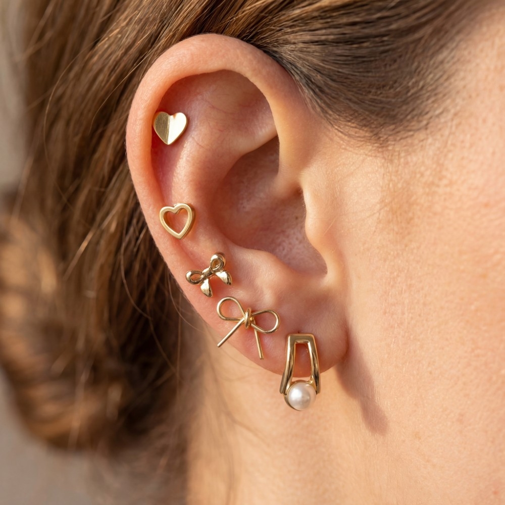 Mixed Ribbon Bow Stud Earrings Set