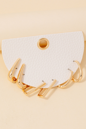 Mixed Long Oval Hinge Hoop Earrings Set