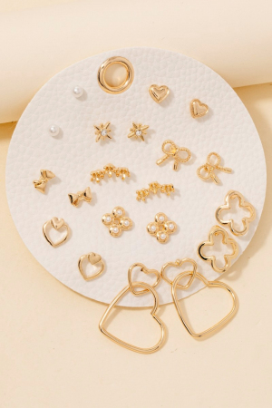 Bow Clover Heart Star Earrings Set