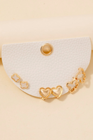 Clover And Hearts Stud Earrings Set