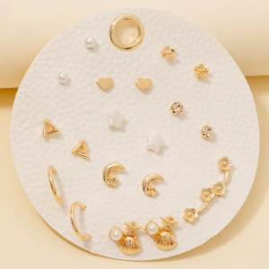 Sea Life Star Moon Assorted Stud And Hoop Earrings Set