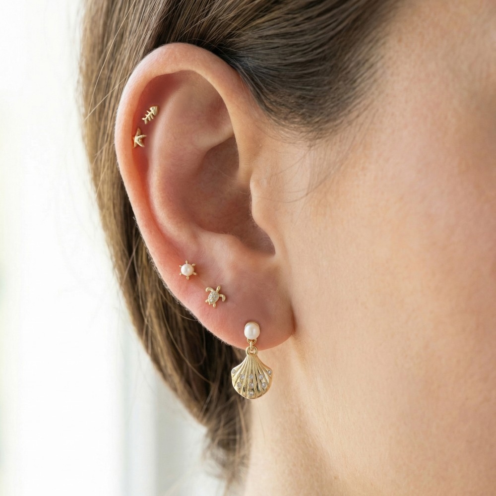 Assorted Sea Life Themed Stud Earrings Set