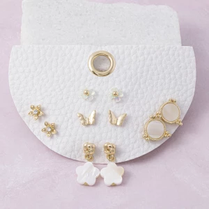 Mother Of Pearl Flower And Butterfly Earring Set