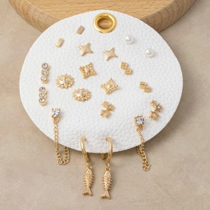 Sun Star Fish Charm Ten Pair Earring Set