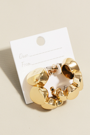 Solid Metallic Oval Link Hoop Earrings