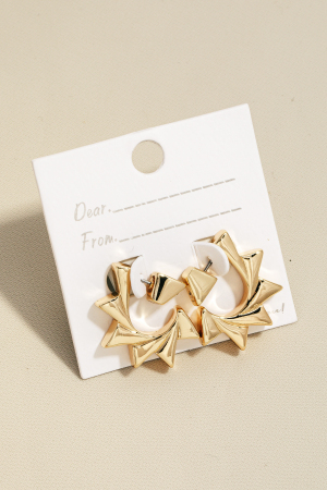 Solid Metallic Triangular Hoop Earrings